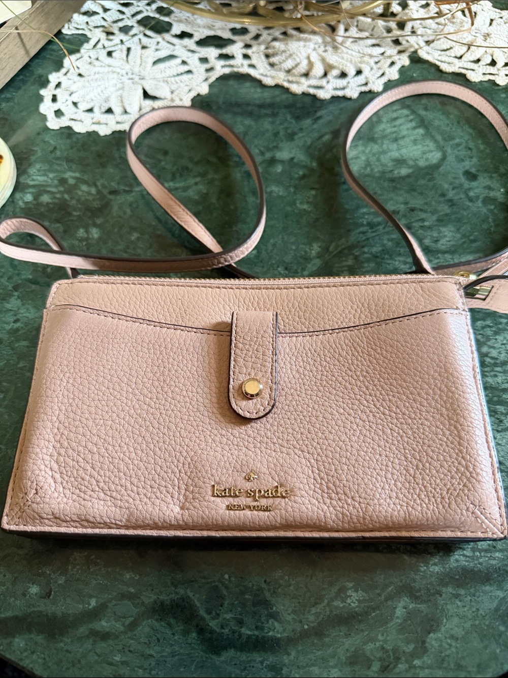 Kate Spade Jackson Small Tab Crossbody Pink Pebbled Leather w/ Gold Accents